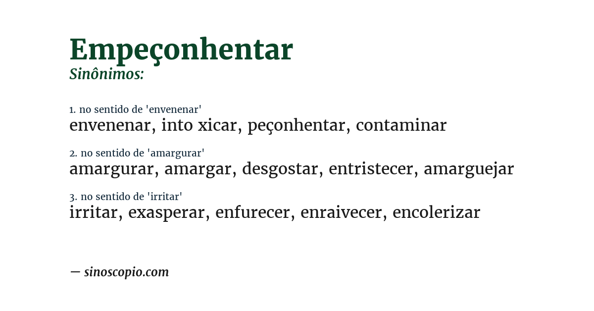 Sinônimo de empeçonhentar