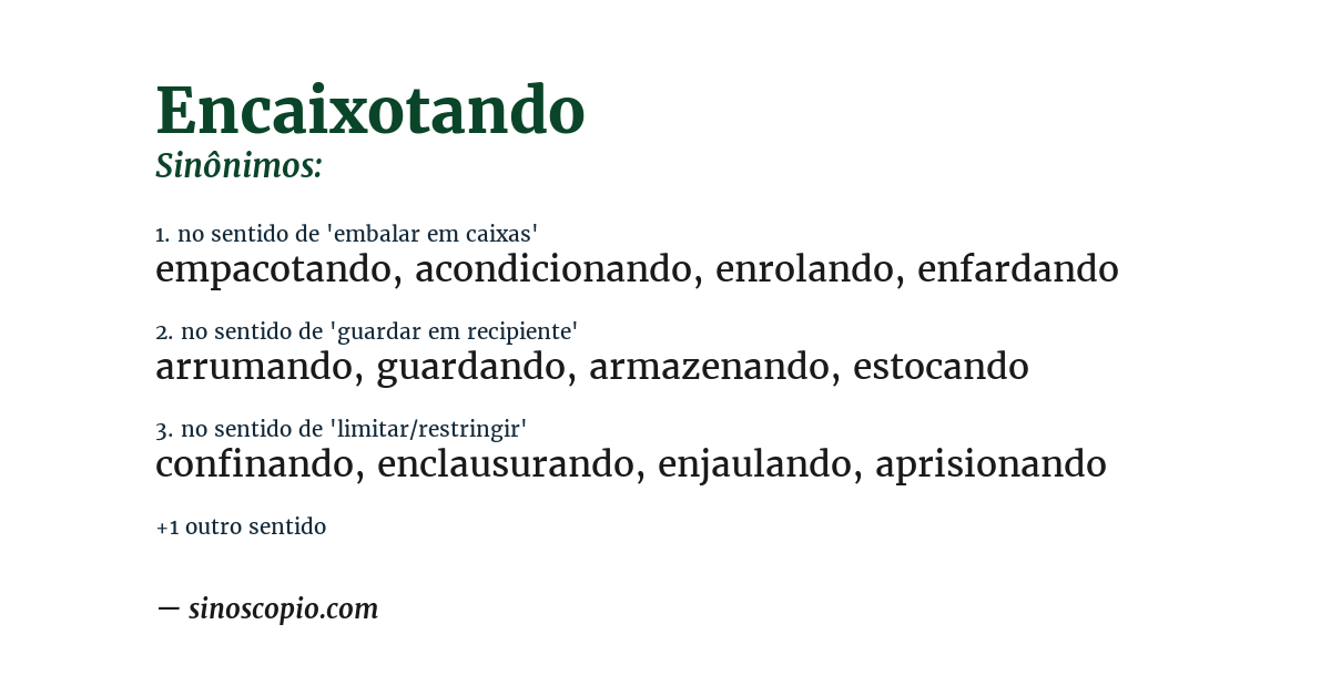 Sinônimo de encaixotando