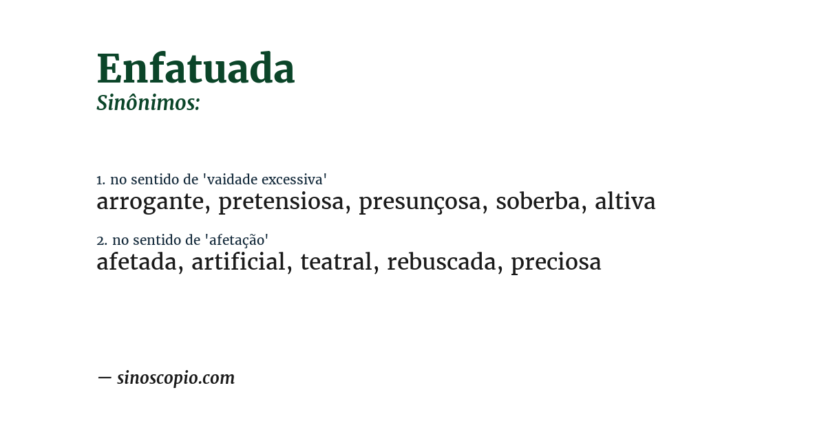 Sinônimo de enfatuada