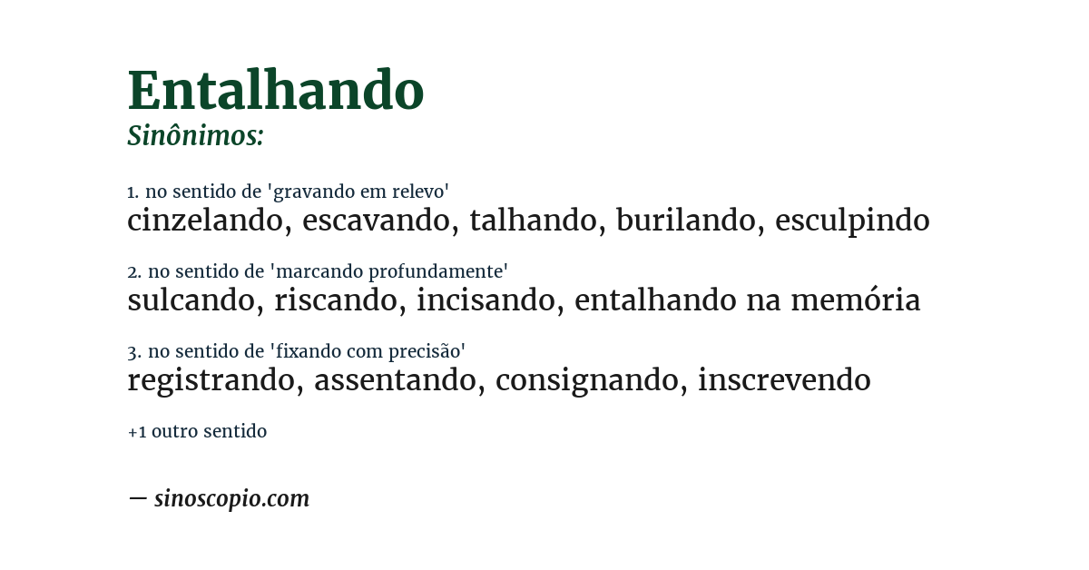 Sinônimo de entalhando