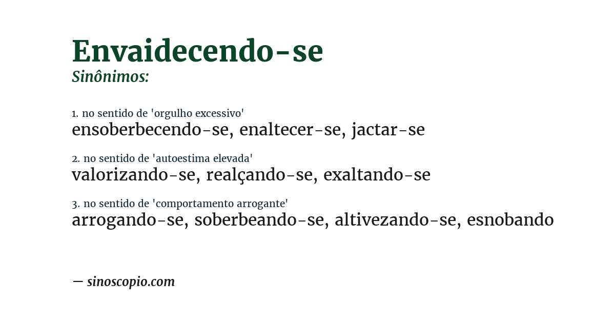 Sinônimo de envaidecendo-se