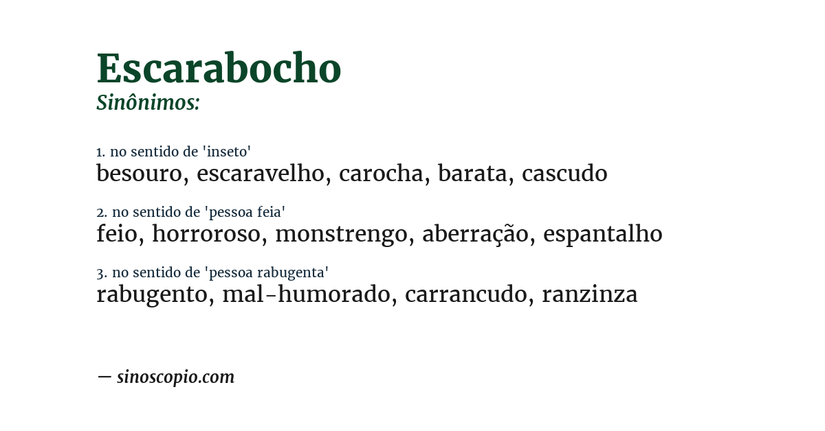 Sinônimo de escarabocho