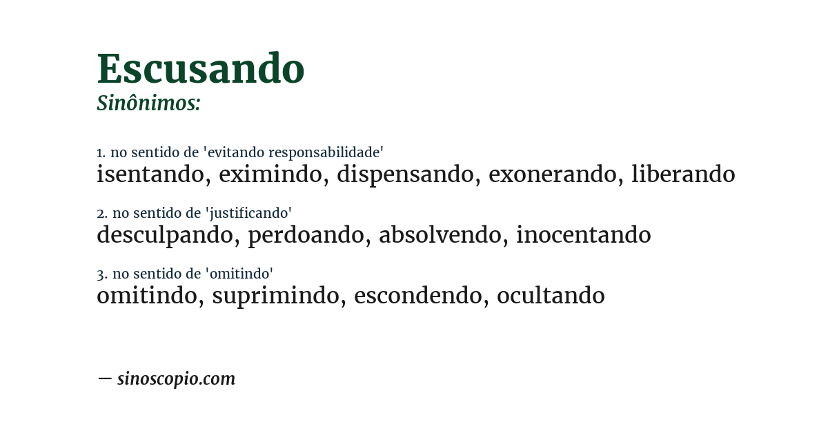 Sinônimo de escusando