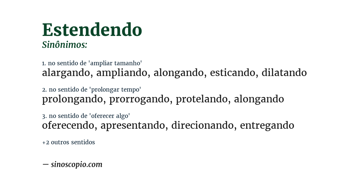 Sinônimo de estendendo