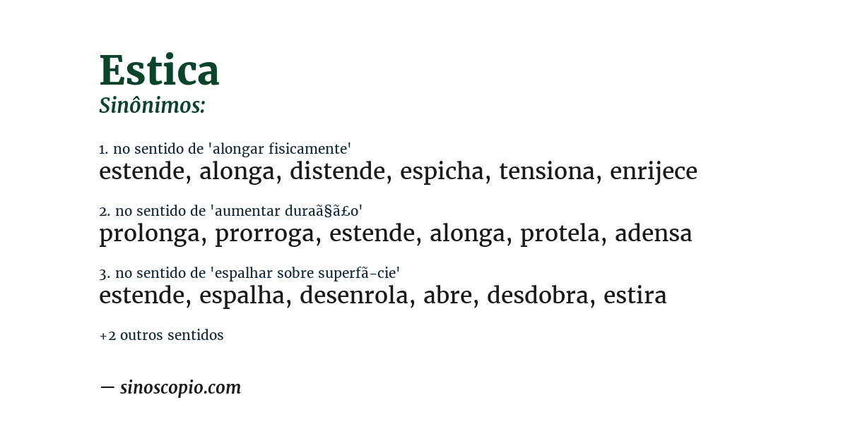 Sinônimo de estica