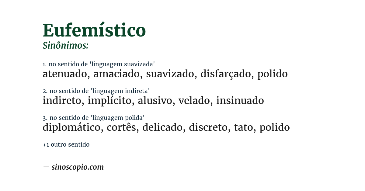 Sinônimo de eufemístico