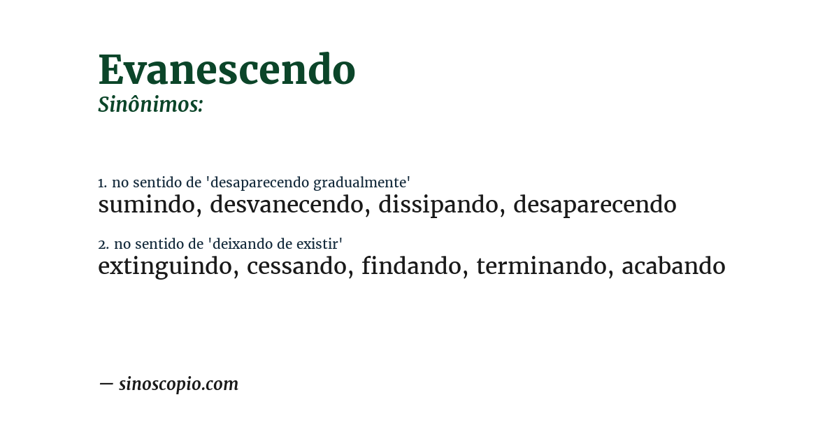Sinônimo de evanescendo