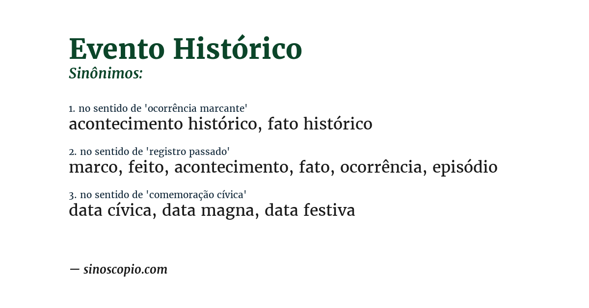 Sinônimo de evento histórico
