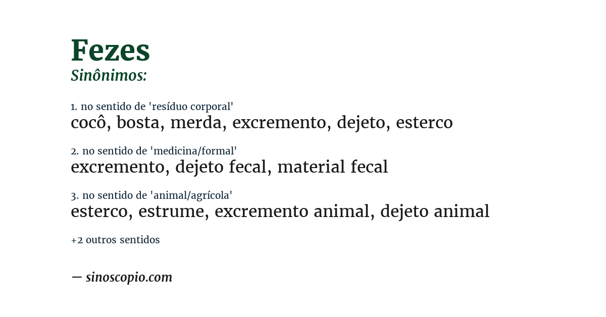 Sinônimo de fezes