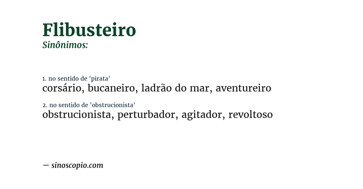 Sinônimo de flibusteiro