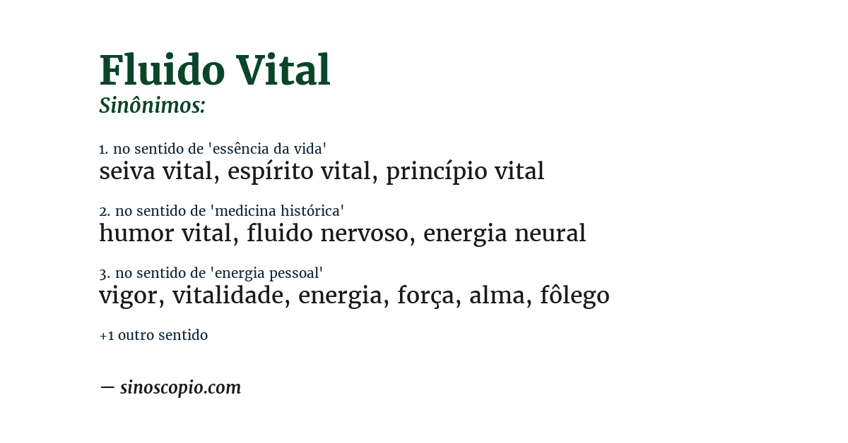 Sinônimo de fluido vital