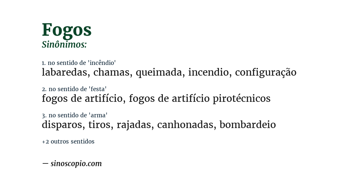 Sinônimo de fogos