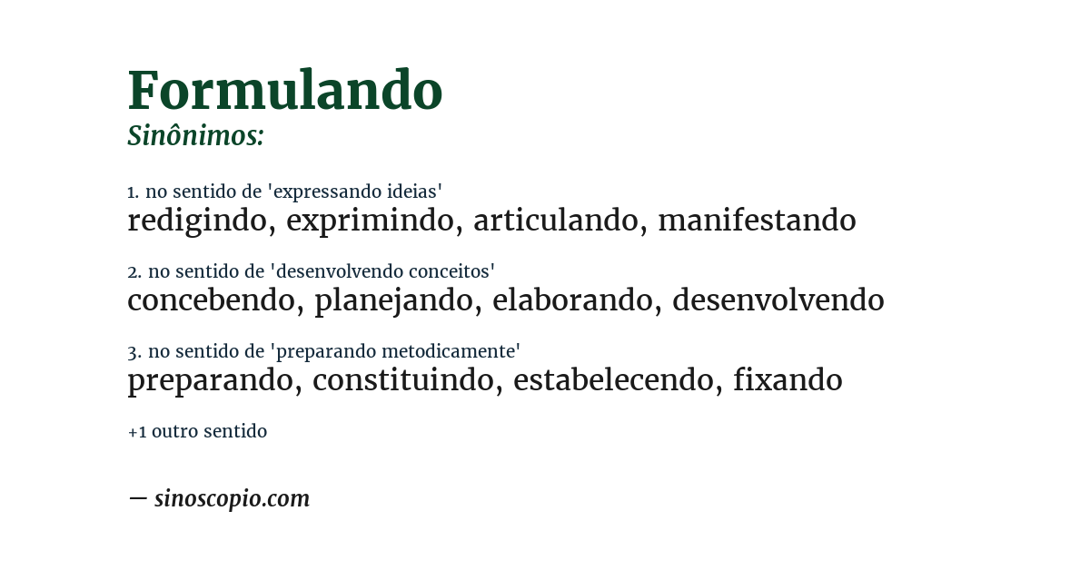 Sinônimo de formulando