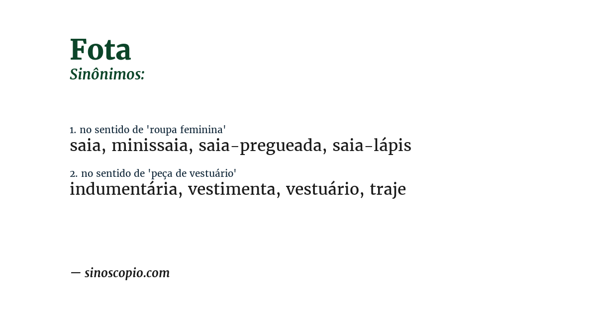 Sinônimo de fota