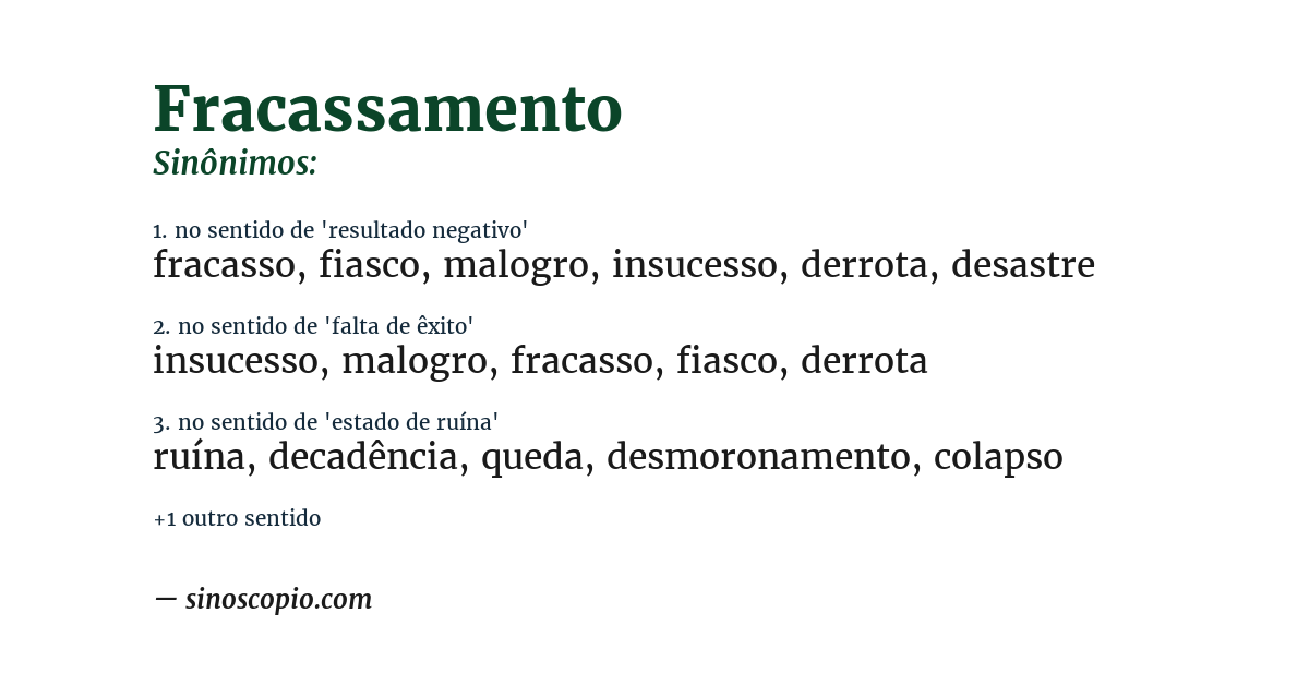 Sinônimo de fracassamento