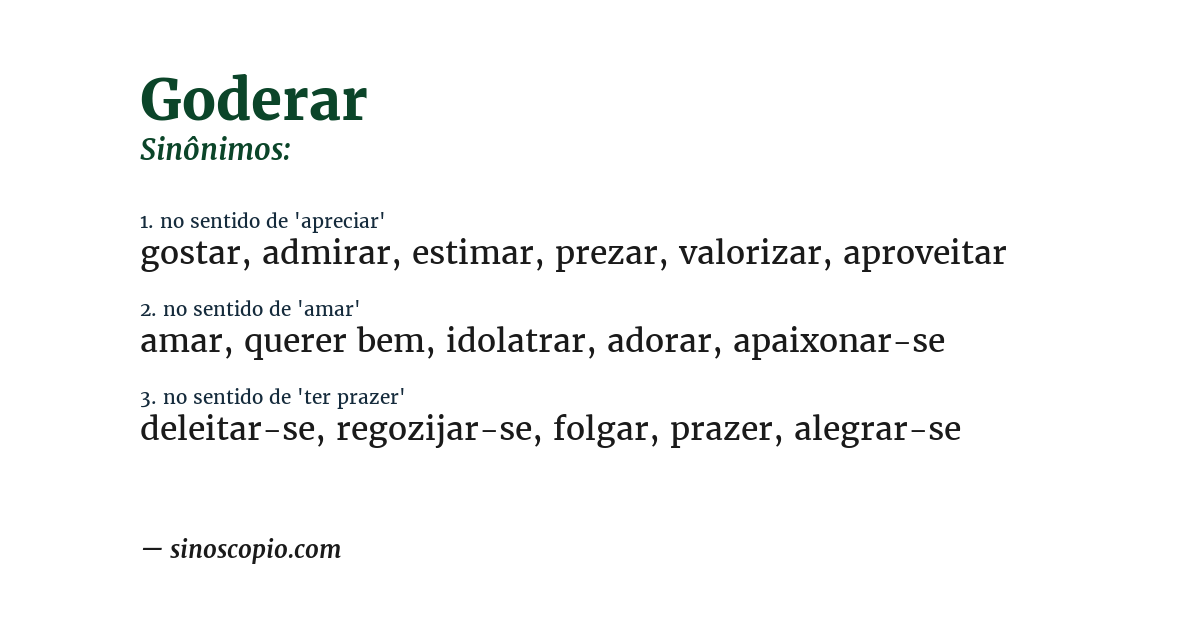 Sinônimo de goderar