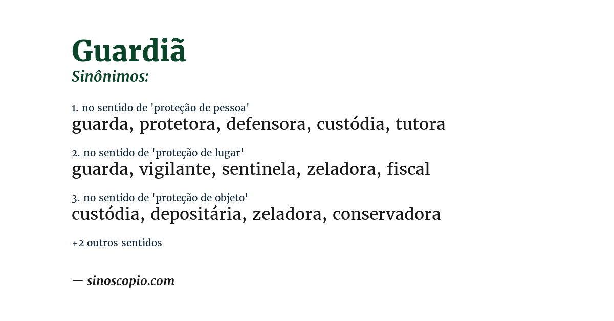 Sinônimo de guardiã