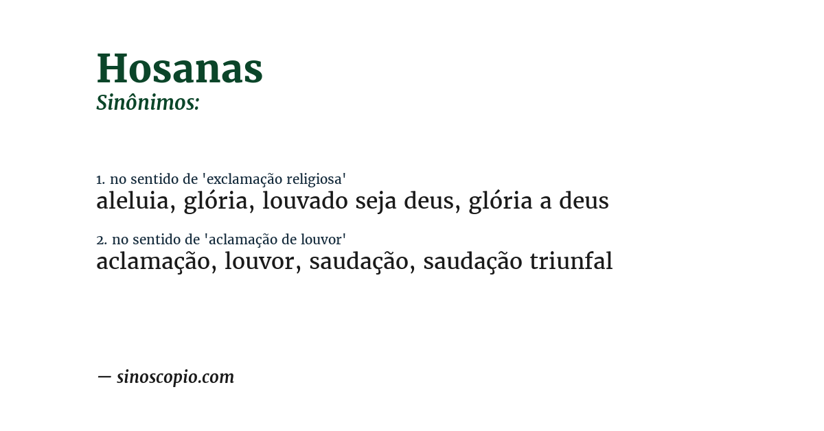 Sinônimo de hosanas