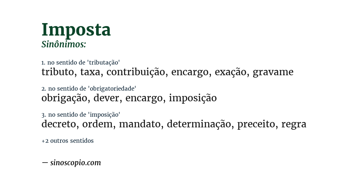 Sinônimo de imposta