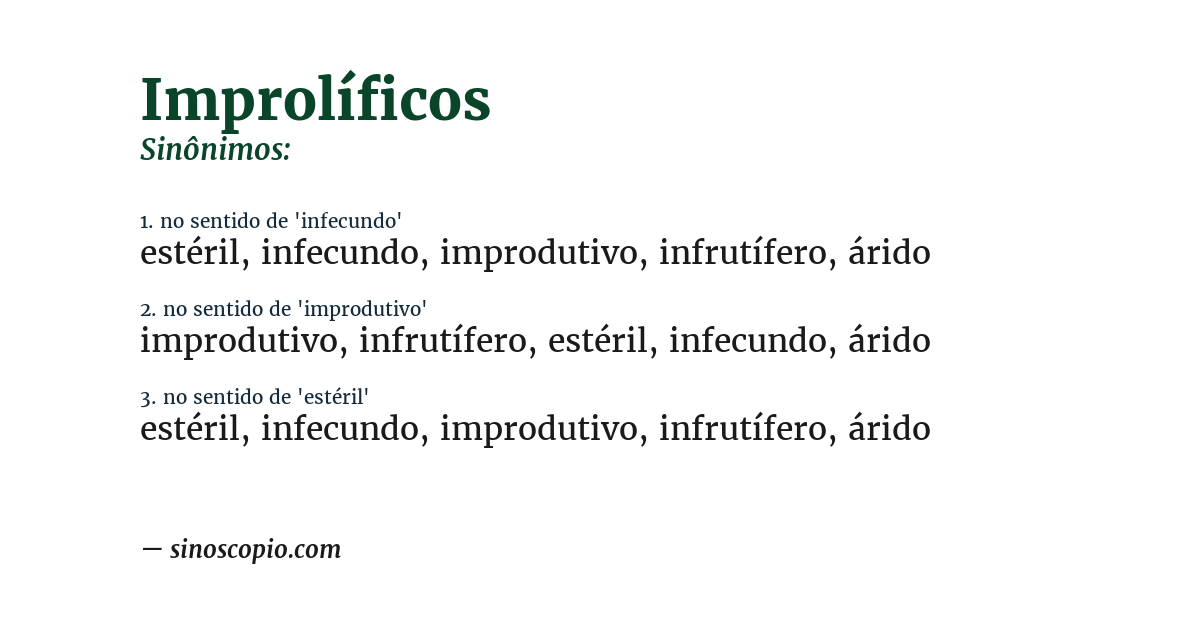 Sinônimo de improlíficos
