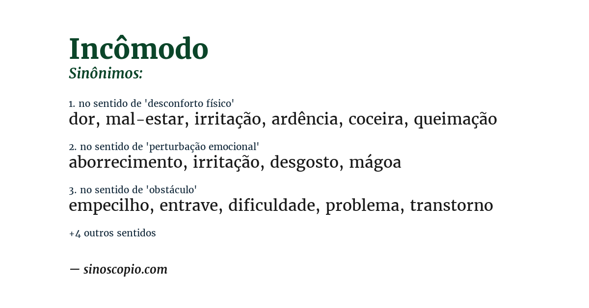 Sinônimo de incômodo