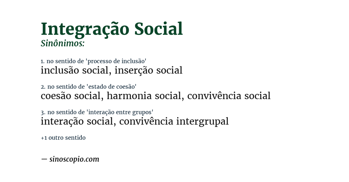Sinônimo de integração social