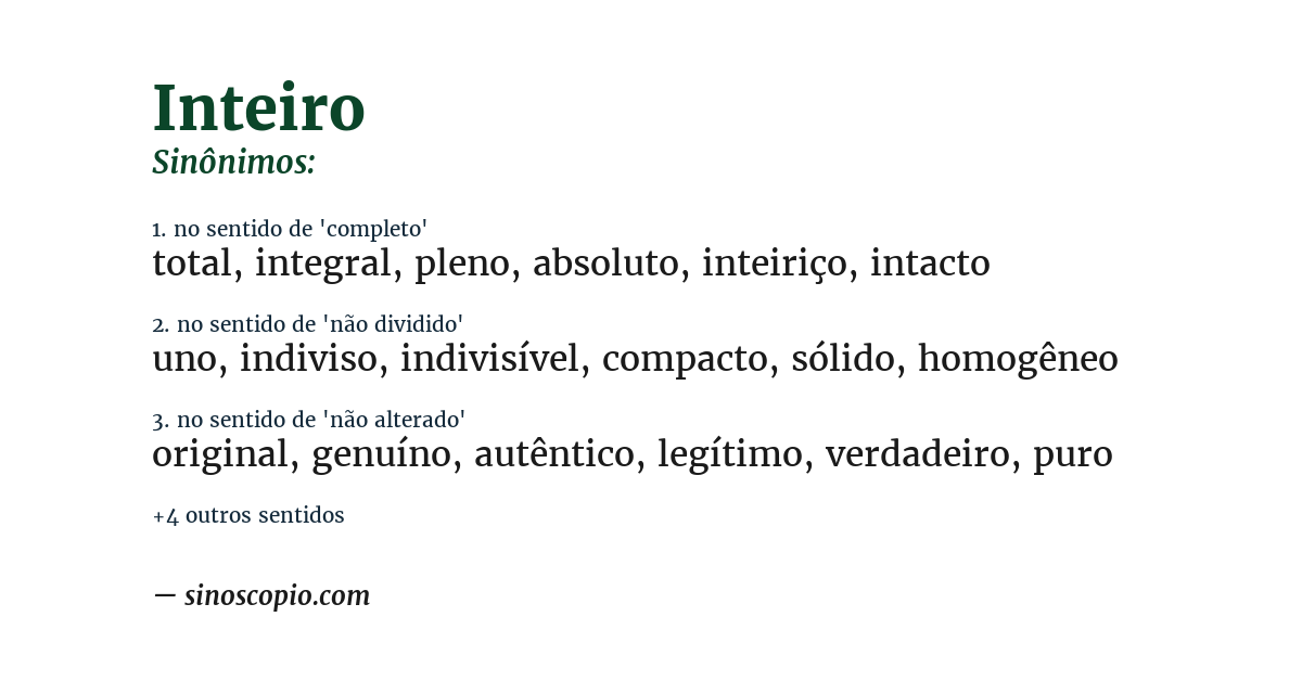 Sinônimo de inteiro