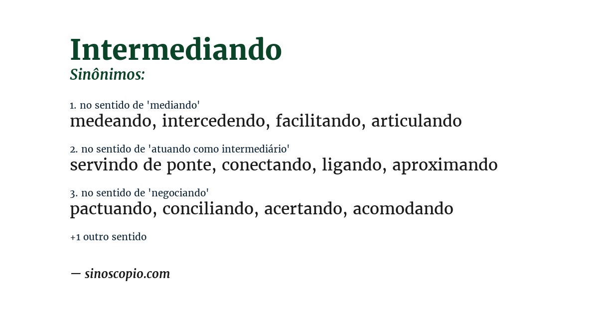 Sinônimo de intermediando