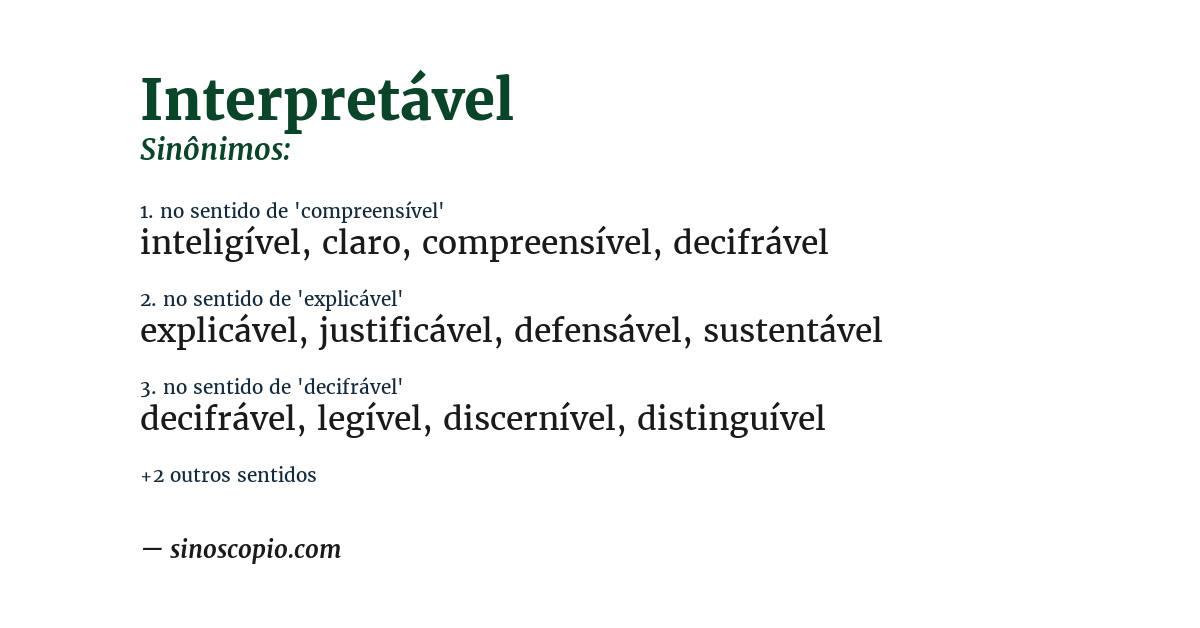 Sinônimo de interpretável