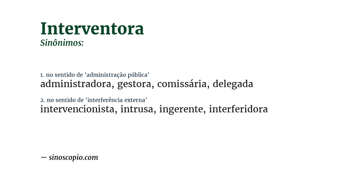 Sinônimo de interventora