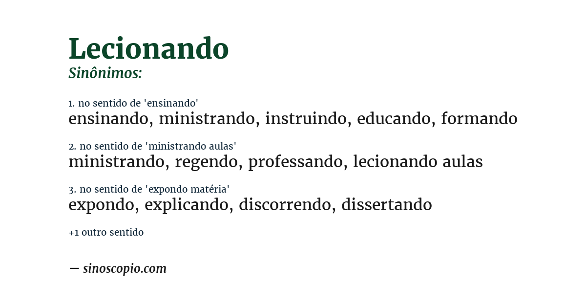 Sinônimo de lecionando