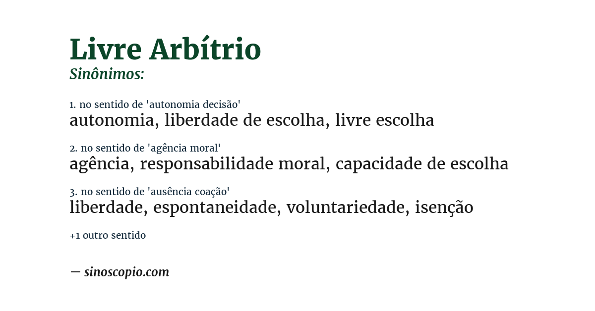 Sinônimo de livre arbítrio