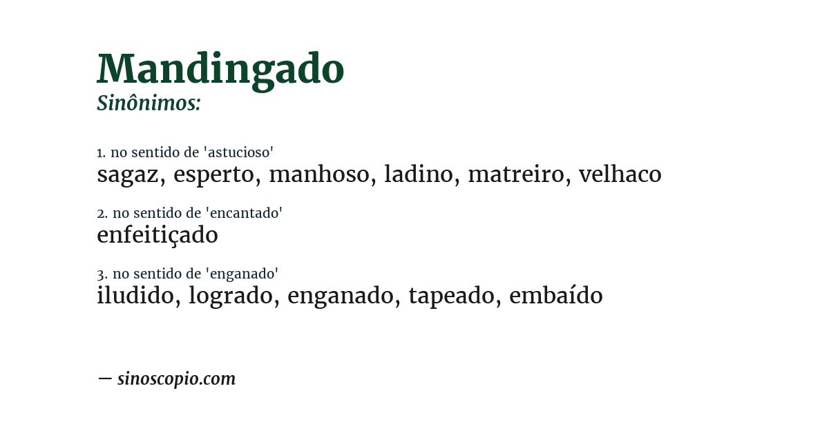 Sinônimo de mandingado