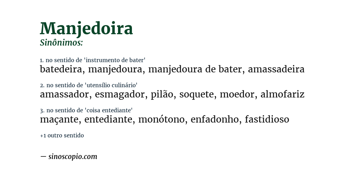 Sinônimo de manjedoira