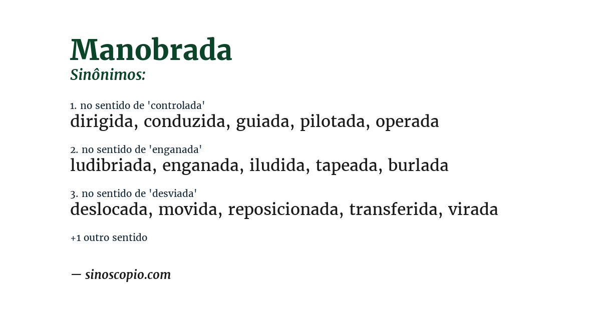 Sinônimo de manobrada
