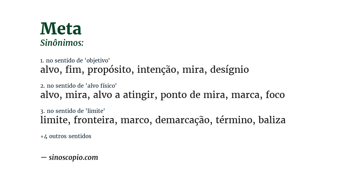 Sinônimo de meta