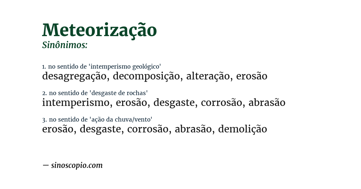 Sinônimo de meteorização