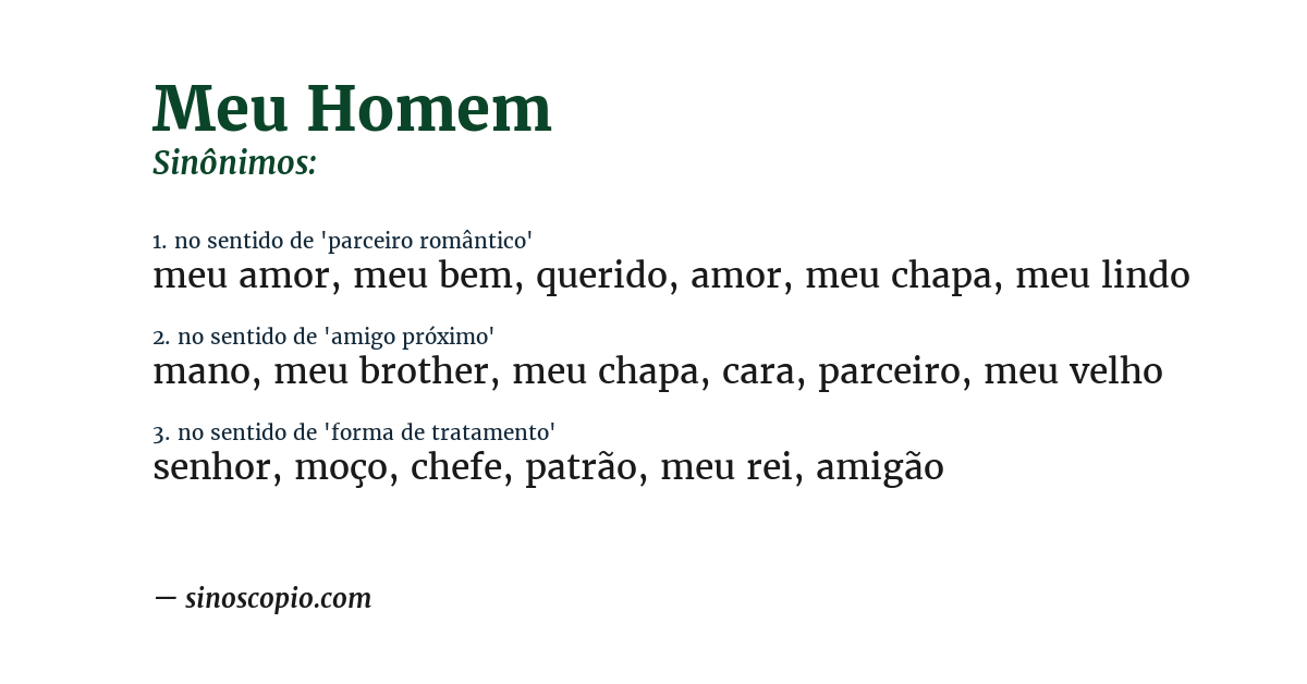 Sinônimo de meu homem