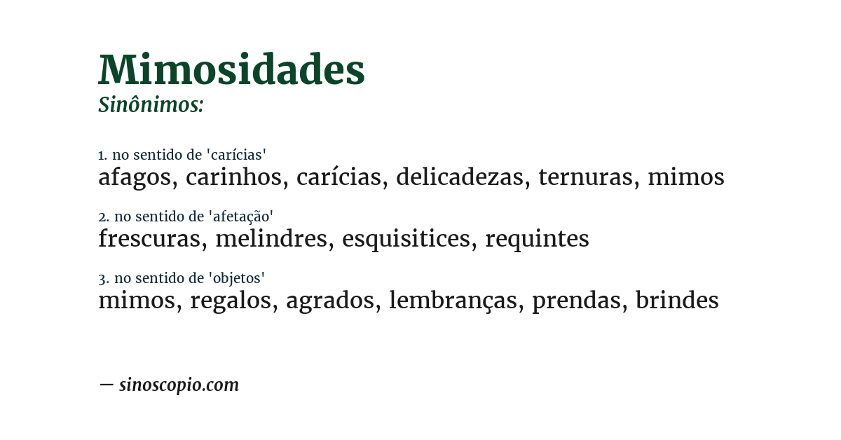 Sinônimo de mimosidades