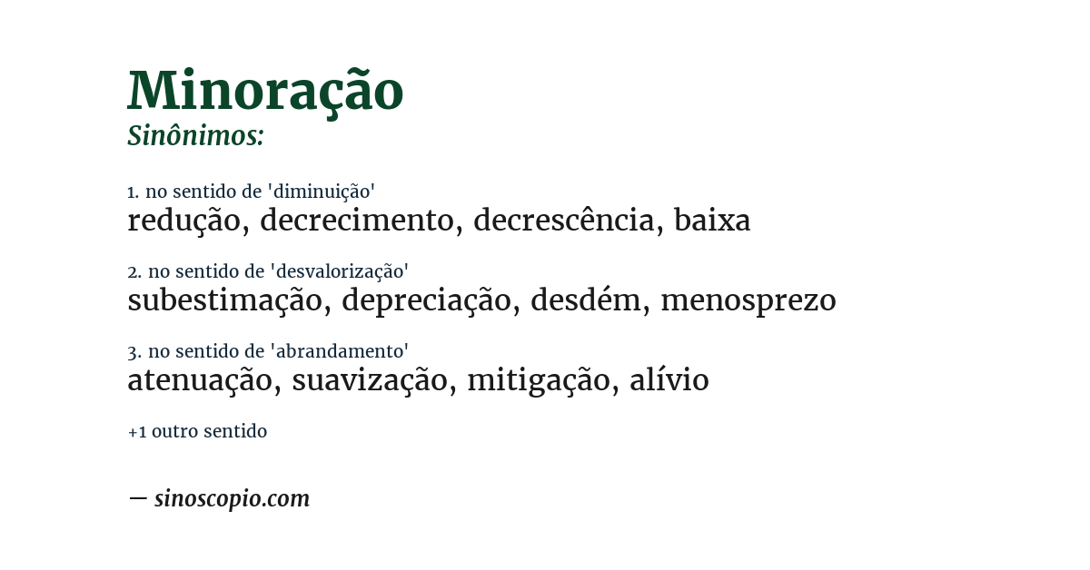 Sinônimo de minoração