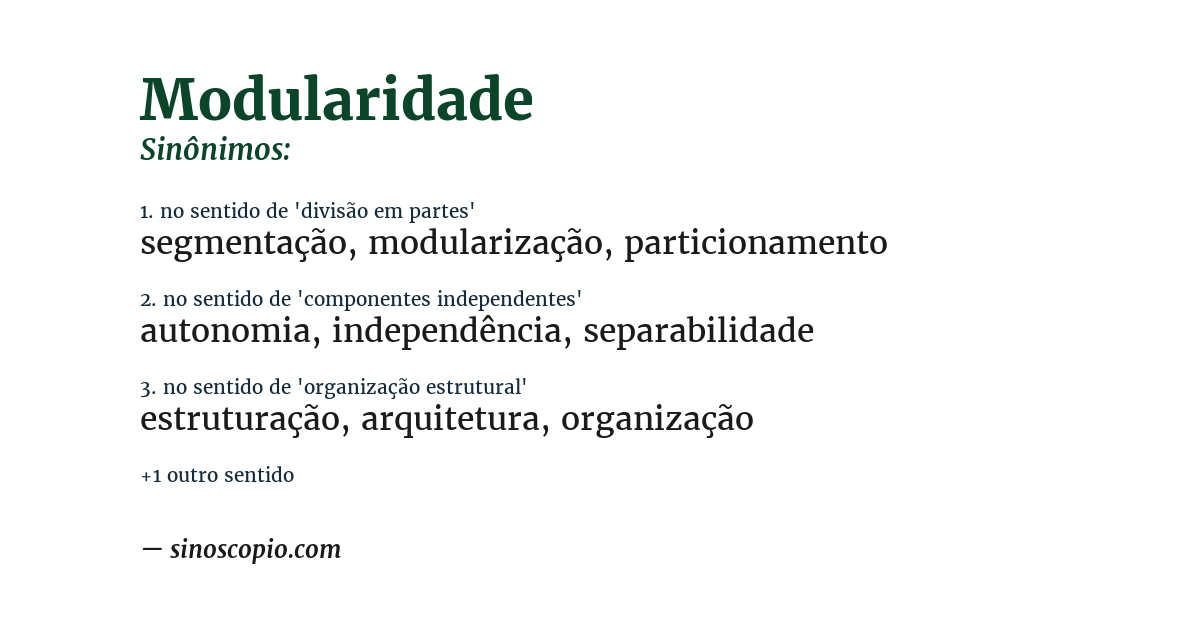 Sinônimo de modularidade