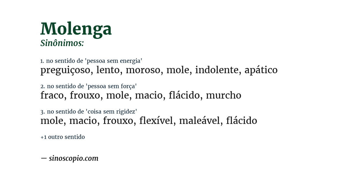 Sinônimo de molenga