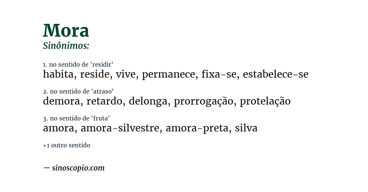Sinônimo de mora