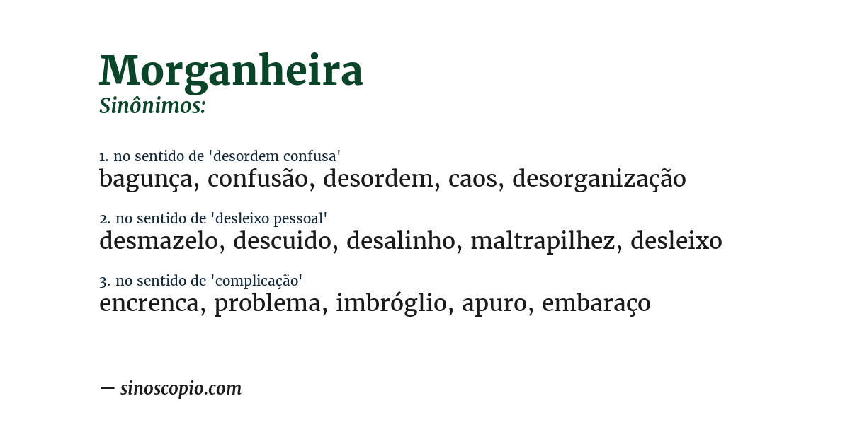 Sinônimo de morganheira