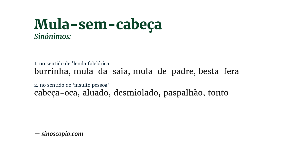 Sinônimo de mula-sem-cabeça