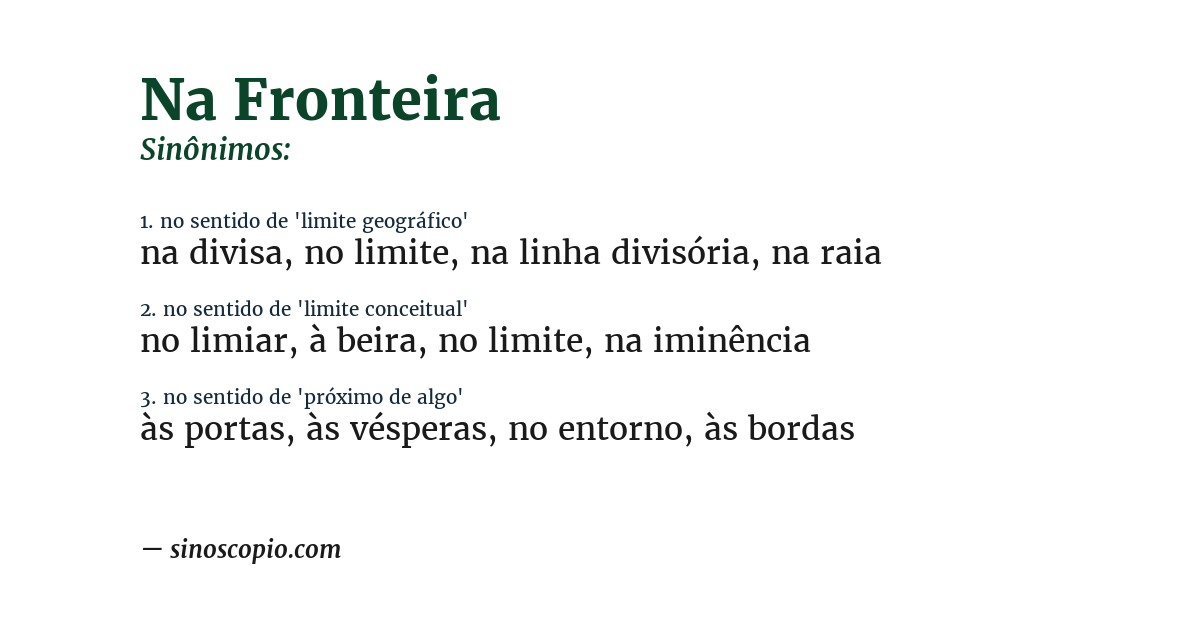 Sinônimo de na fronteira