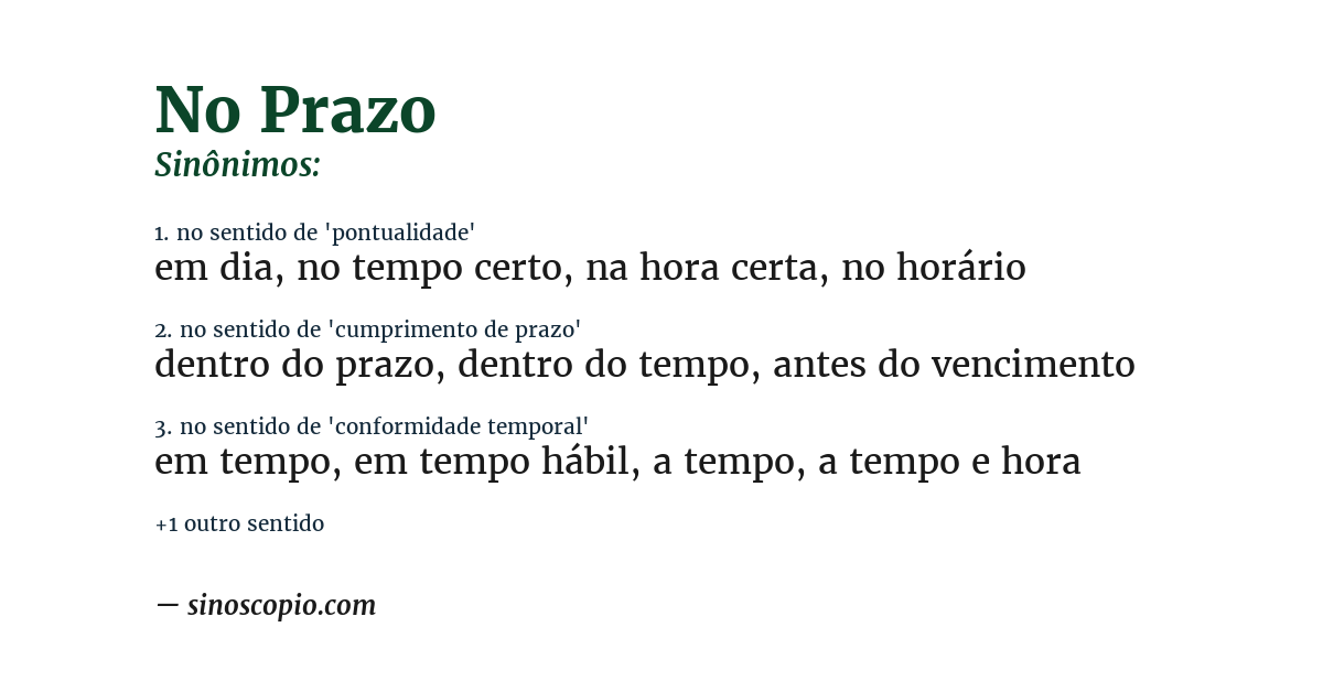 Sinônimo de no prazo