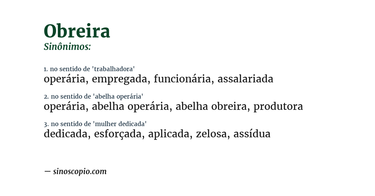 Sinônimo de obreira