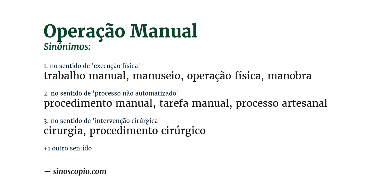 Sinônimo de operação manual