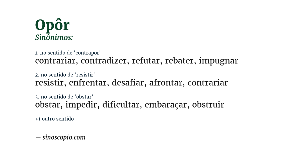 Sinônimo de opôr